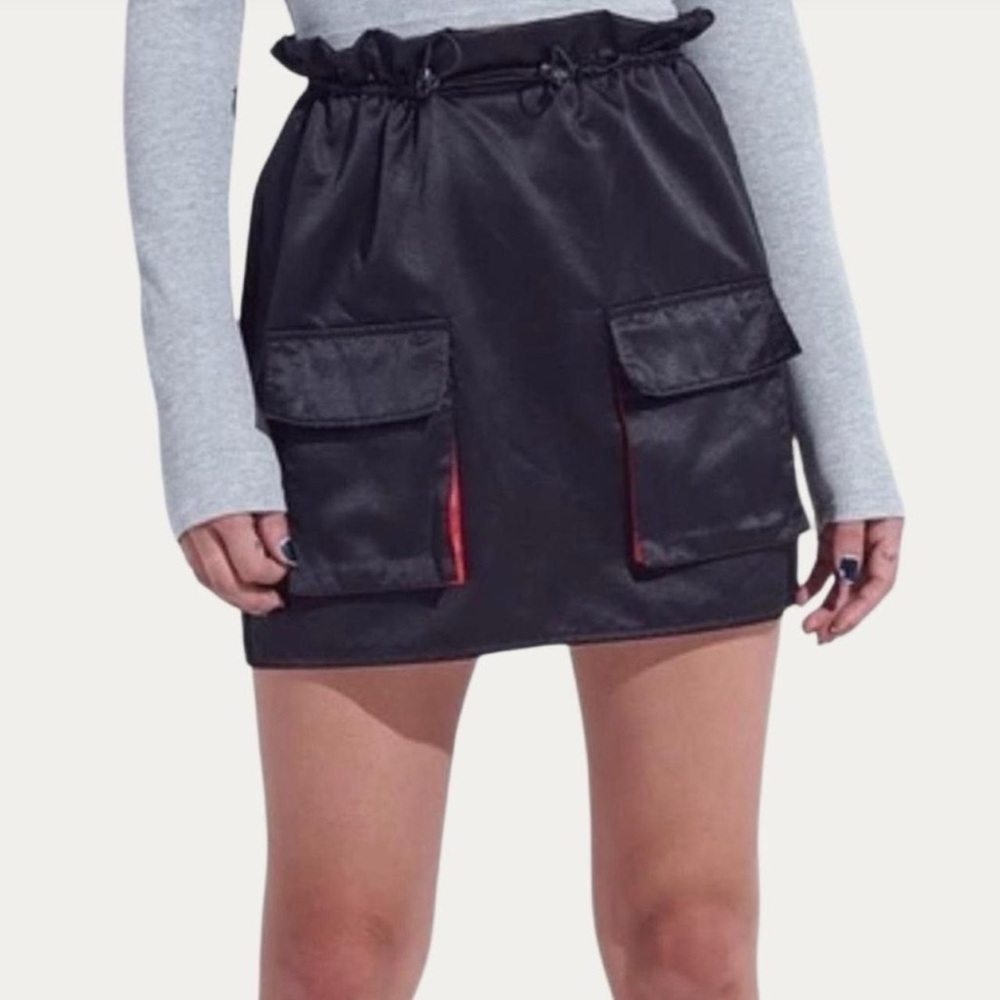 NWT Blue Blush Black Cargo Utility Mini Skirt Windbreaker